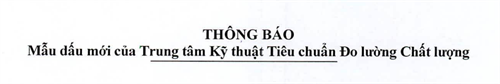 THÔNG BÁO THAY ĐỔI MẪU DẤU MỚI CỦA TRUNG TÂM KỸ THUẬT TIÊU CHUẨN ĐO LƯỜNG CHẤT LƯỢNG BÌNH THUẬN